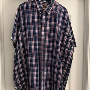 Foundry Men's Blue and Red Plaid Shirt